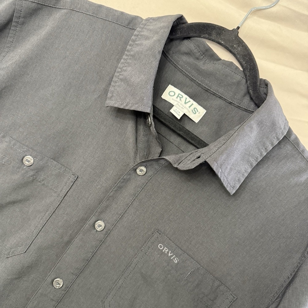 Orvis Mens Large Shirt Light Weight Short Sleeve Button Down With Pockets